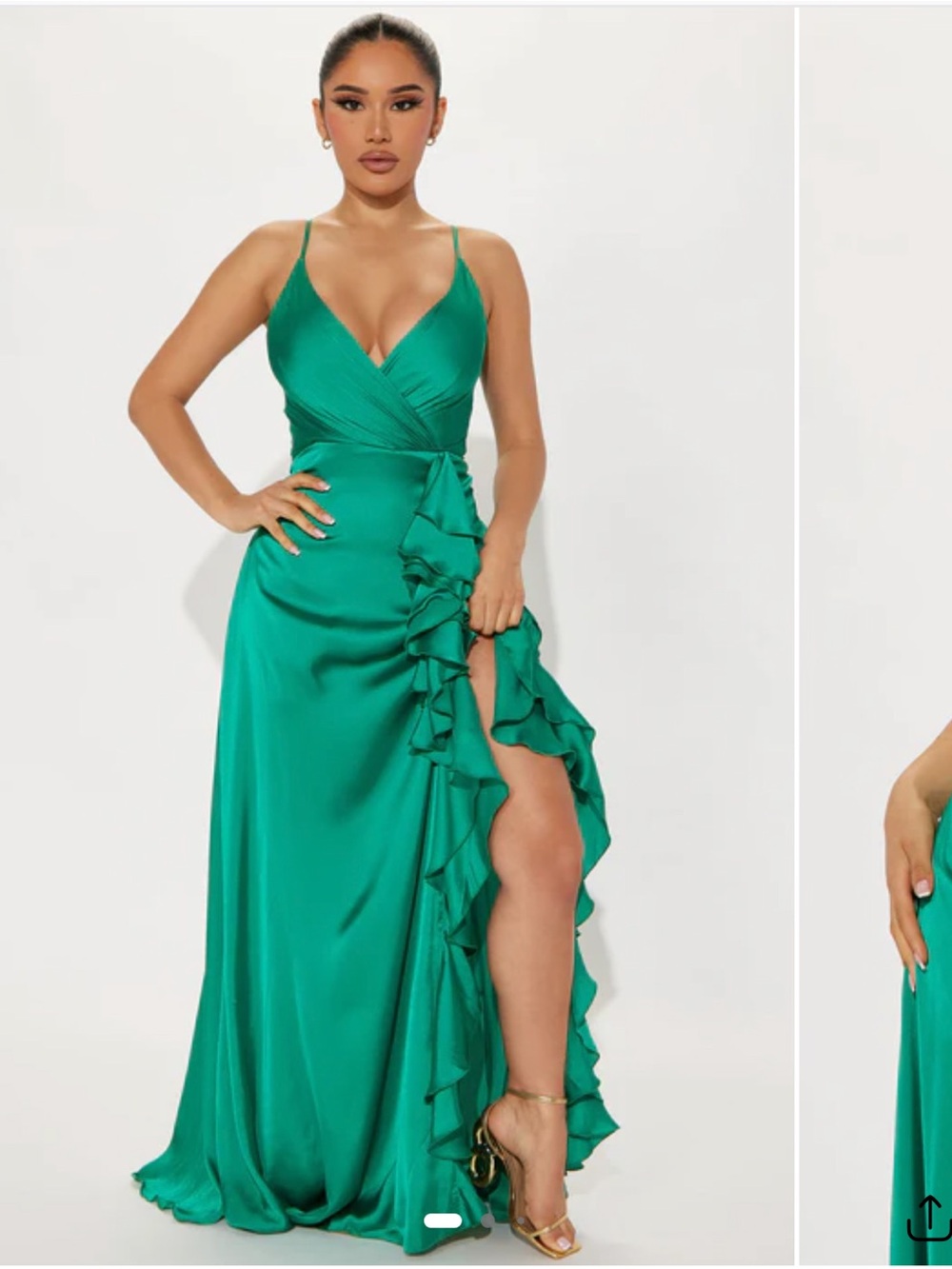 Fashion Nova Teal Ruffle Maxi Dress